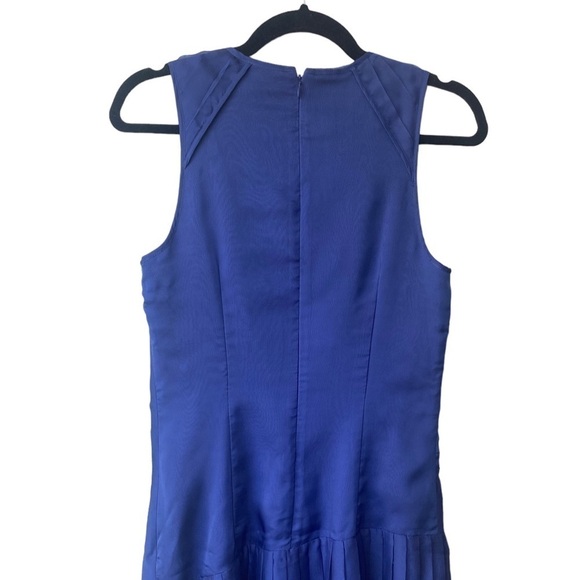 Banana Republic Midi Pleated Tall Blue Slip Look Drop Waist Y2K Dress Size 6 - Picture 6 of 9
